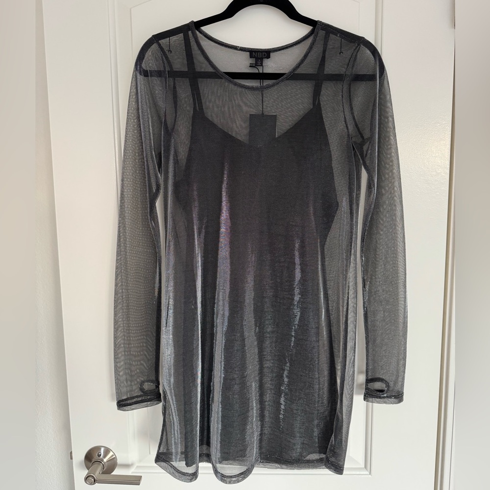 NBD MINI DRESS IN BLACK LUREX, Size S, Brand New